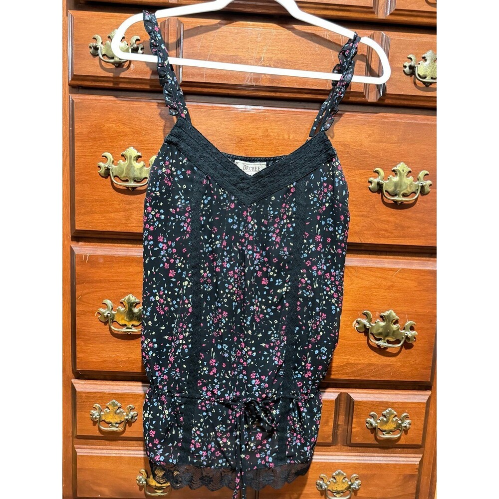 Black Floral Tank Top